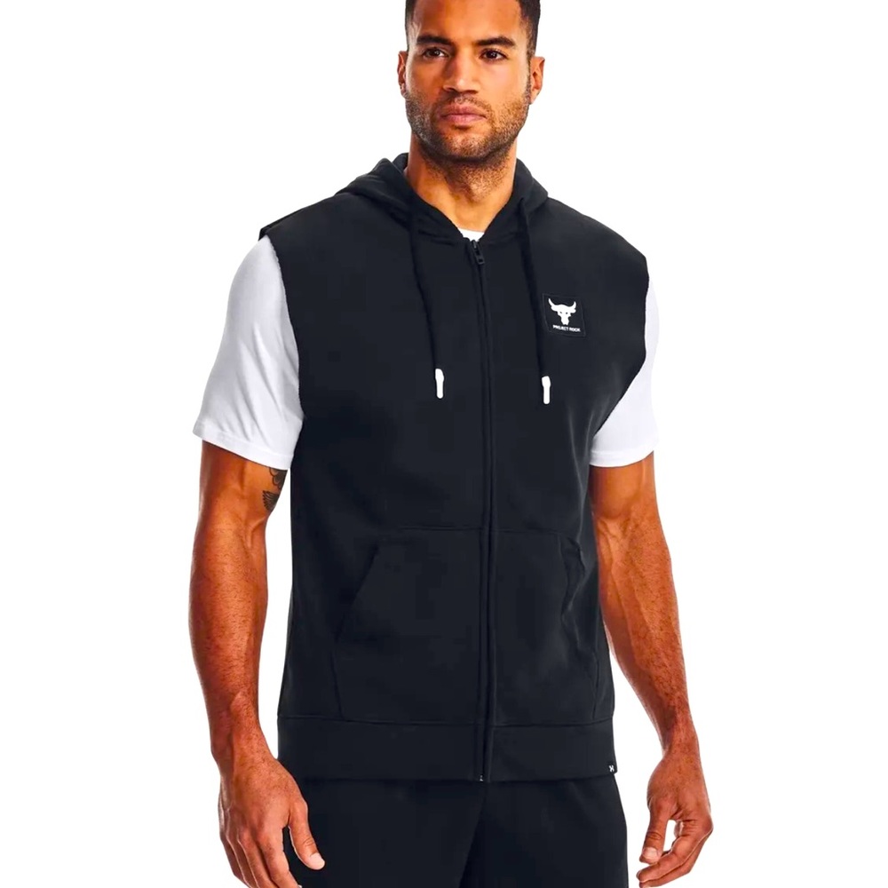 UNDER ARMOUR Men's Project Rock Heavyweight Terry Sleeveless Full-Zip Size M